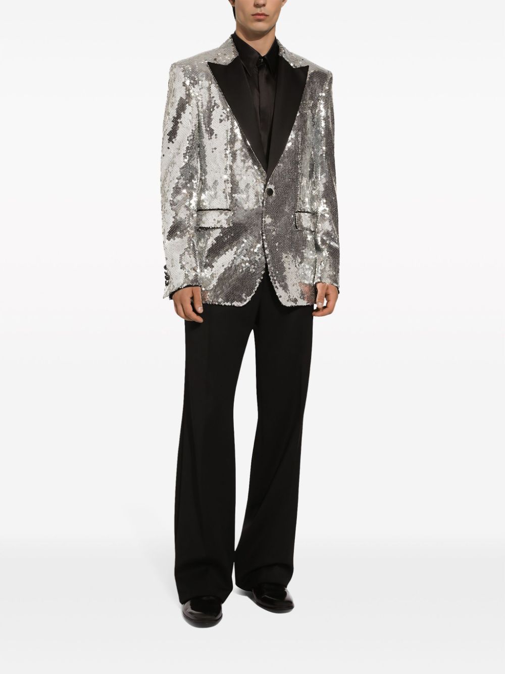 Glitter Tuxedo Dinner Jacket - Sequin Blazer - Sliver Flashy Stage Sport Coat By Alberto Nardoni - Coat Size 38