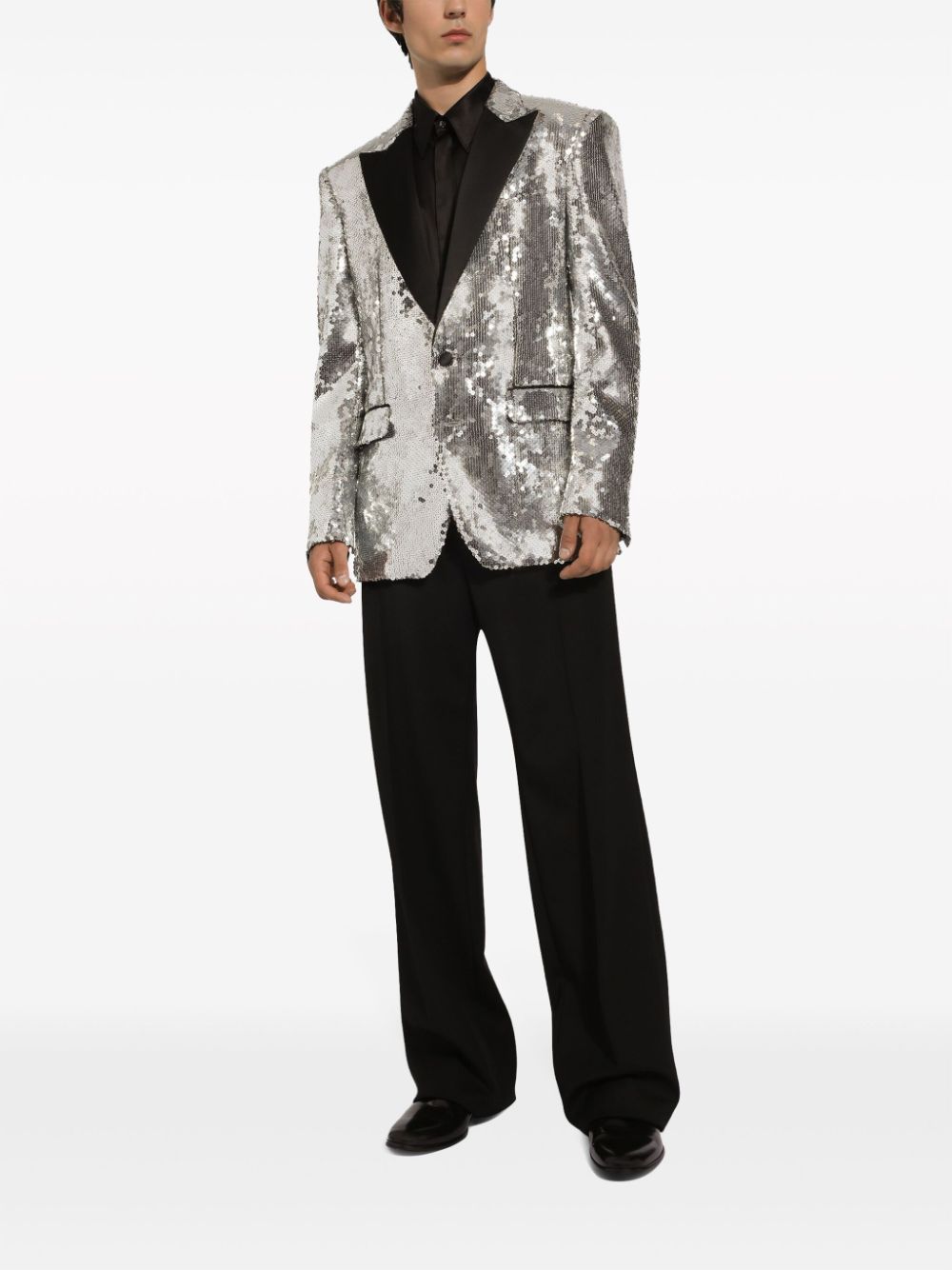 Glitter Tuxedo Dinner Jacket - Sequin Blazer - Sliver Flashy Stage Sport Coat By Alberto Nardoni - Coat Size 38
