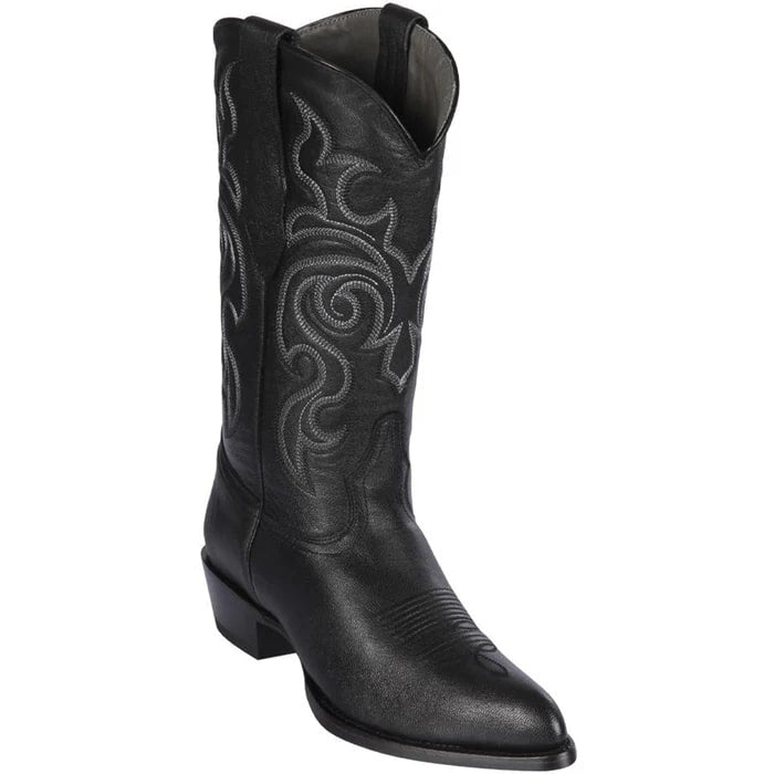 J Toe Cowboy Boots - J Toe Western Boots - Los Altos Boots - Mens Dress Cowboy Boot - Low Priced Goat Black Cowboy Boots J-Toe-  in Black - 6