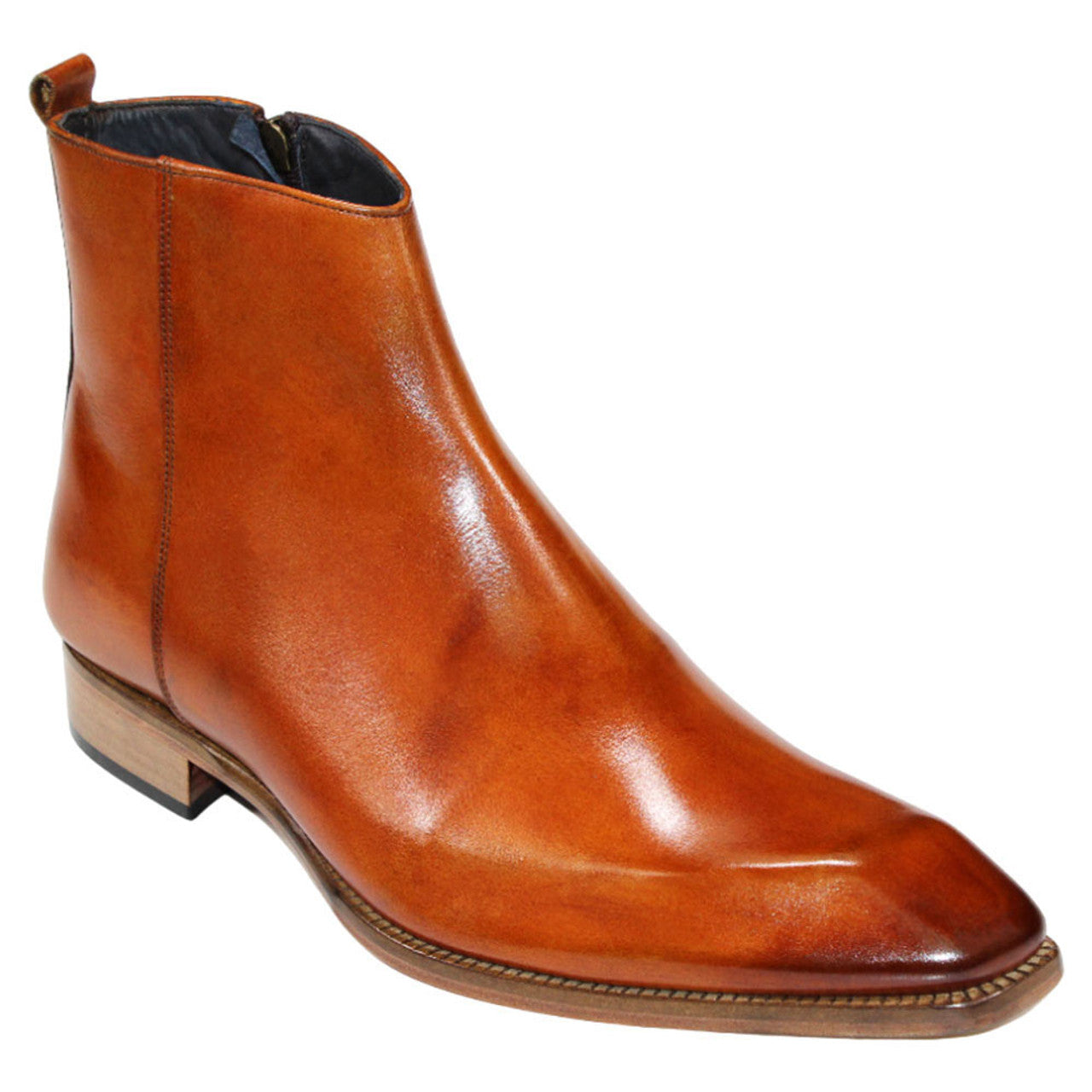 Duca Romano Gold Cognac Burgundy Genuine Italian Calfskin Ankle Boots - 6