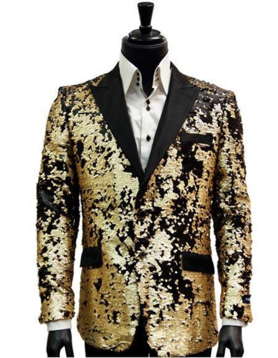 Gold sequin tuxedo jacket hotsell