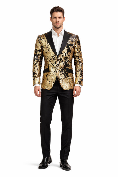 Sequin Tuxedo - Mens Blazer - Gold Dinner Jacket - Shiny Tuxedo Jacket
