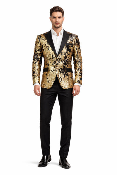 Sequin Tuxedo - Mens Blazer - Gold Dinner Jacket - Shiny Tuxedo Jacket