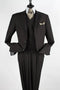 Classic Fit Men's 3-Button Vested Black Suit with Single Pleated Pants