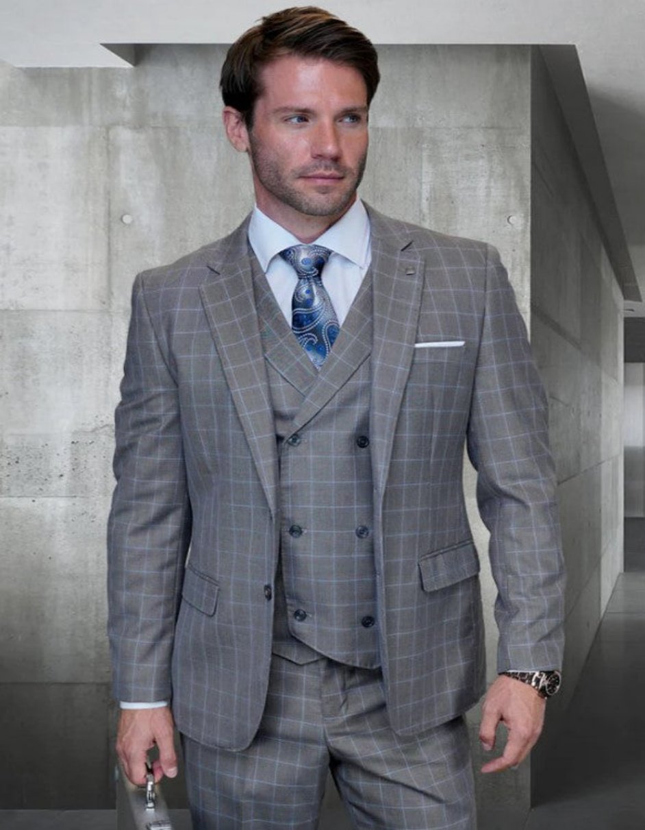 Big and Tall Suit - Gray Big and Tall Modern Fit 3 PC Suit