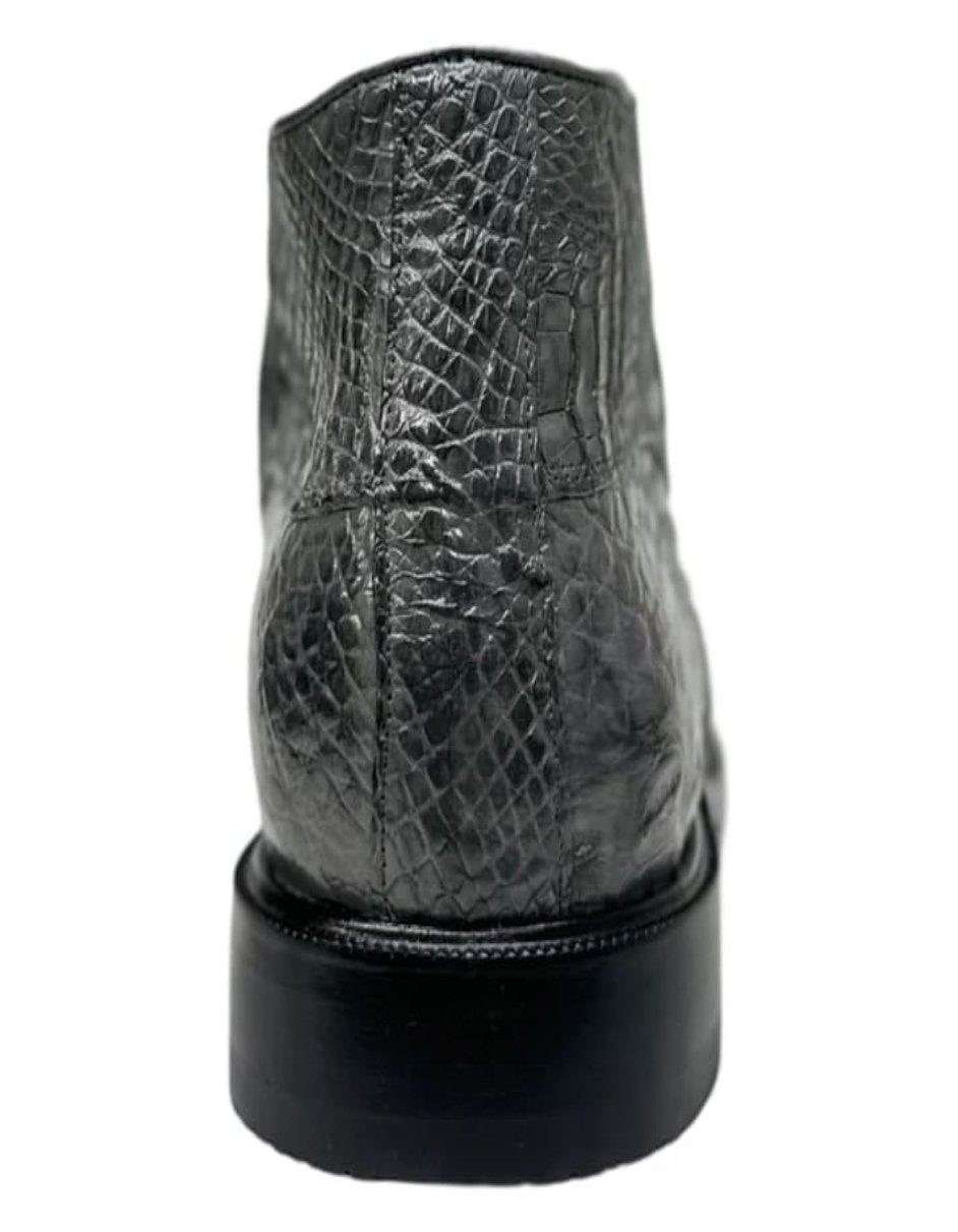 Los Altos Gray All Over Crocodile Lace-Up Dress Ankle Boots - 8