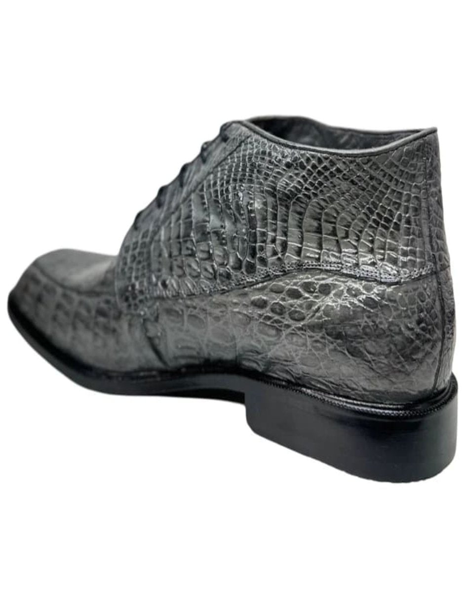 Los Altos Gray All Over Crocodile Lace-Up Dress Ankle Boots - 8