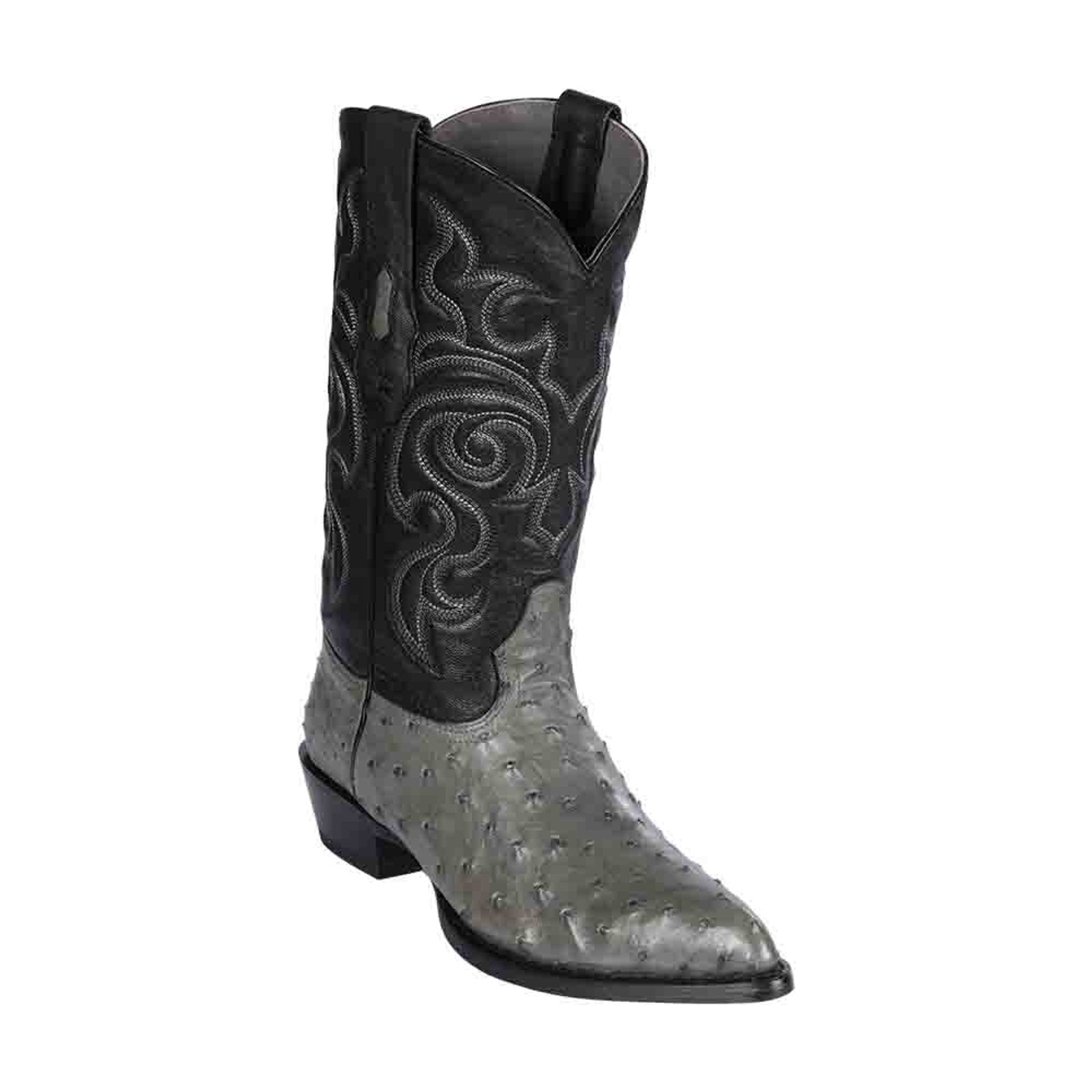 Los Altos Men's Gray Full Quill Ostrich Boots - 6