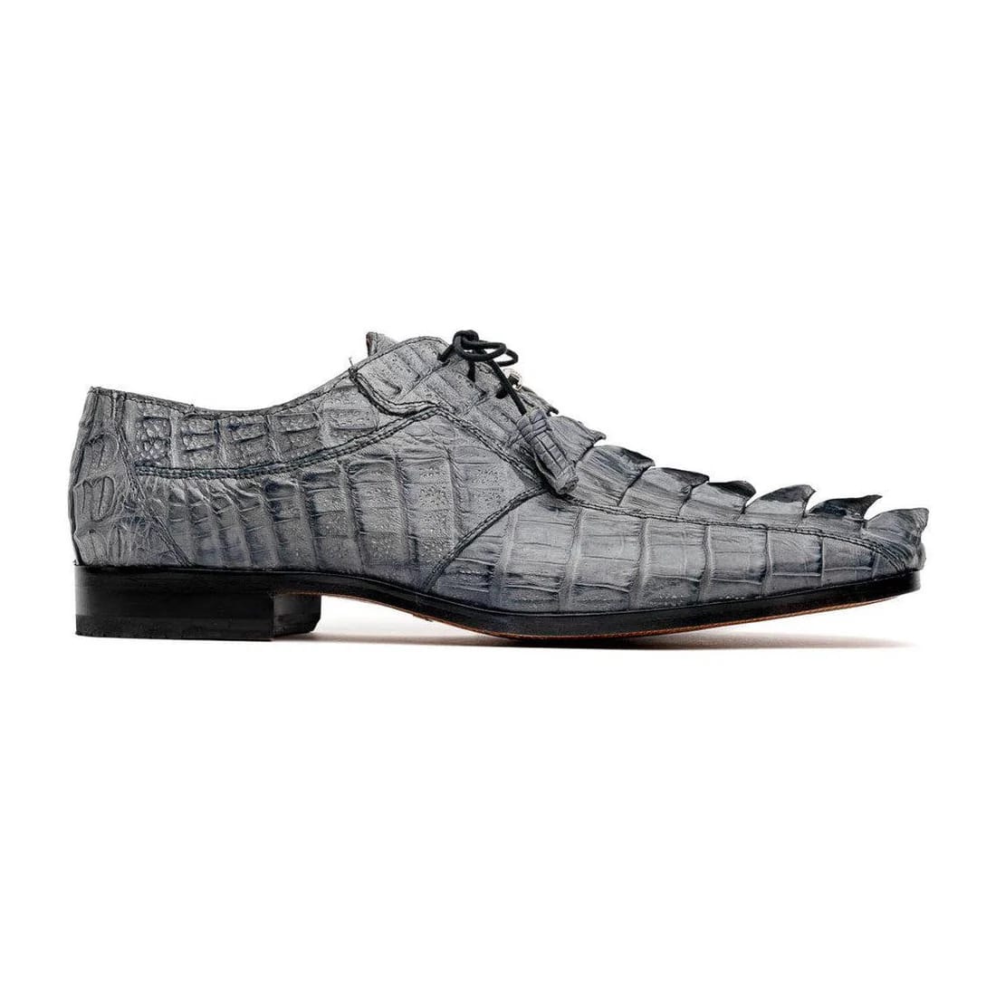 Marco Di Milano Cancun Men's Shoes Gray Exotic Hornback Crocodile Skin Derby Oxfords - 6