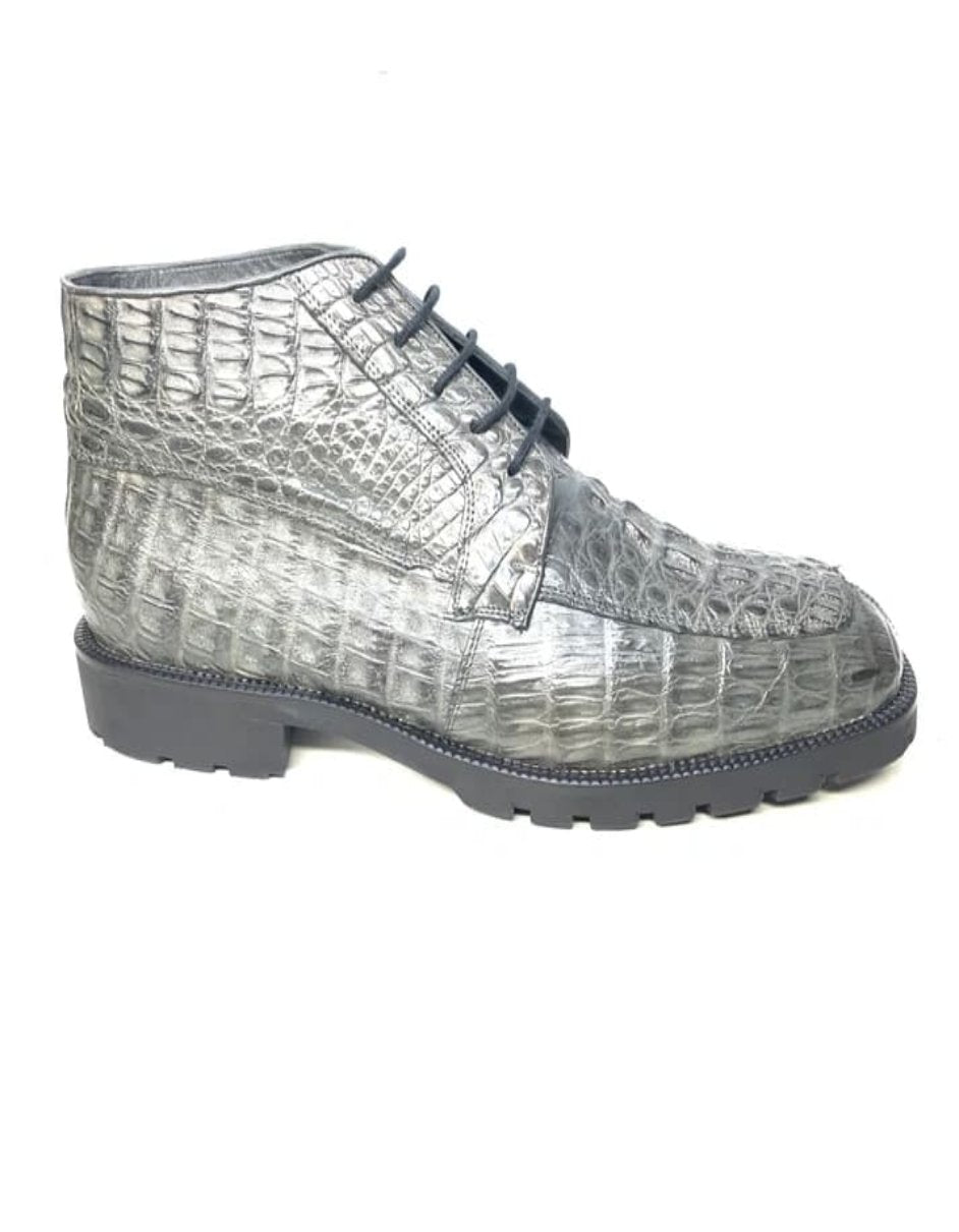 Los Altos Gray Horn-back Crocodile Ankle Boots - 8