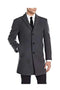 Men's Single Breasted Three Button Wool Gray Long Jacket Car Coat