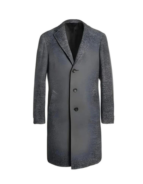 Full Length Tweed Herringbone Ankle length Gray Overcoat - Mens Topcoat