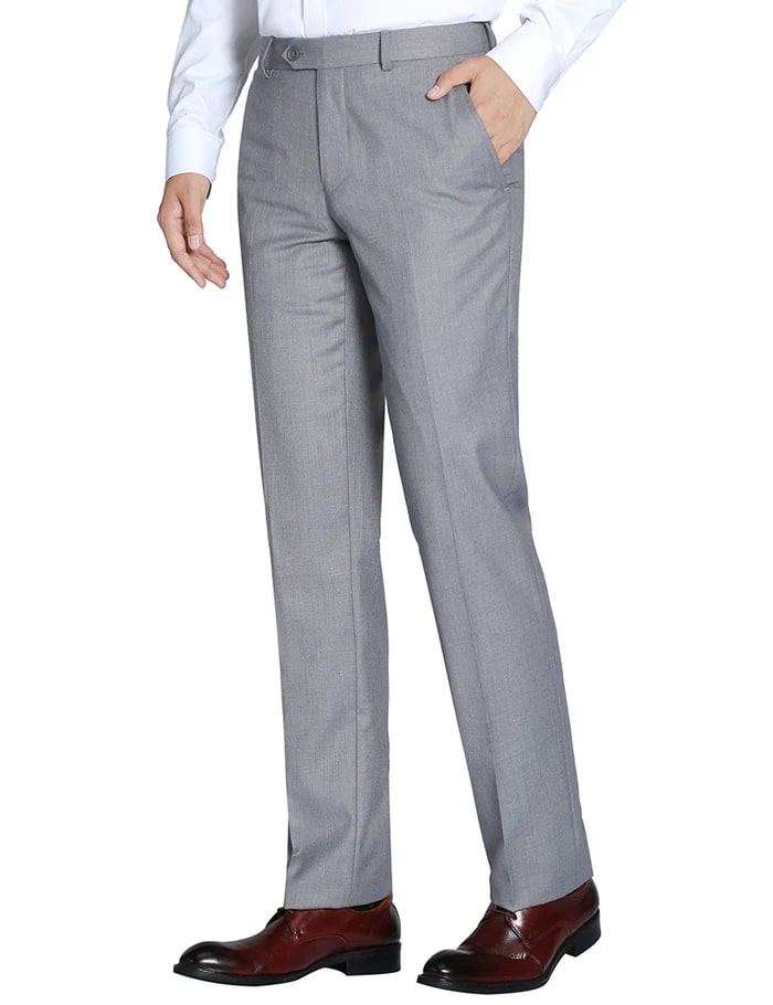 Gray Dress Pants Regular Leg Un-Hemmed Bottoms