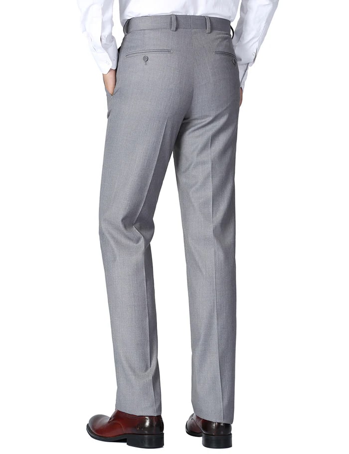 Gray Dress Pants Regular Leg Un-Hemmed Bottoms