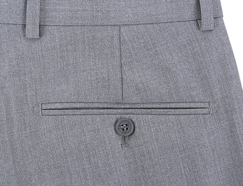 Gray Dress Pants Regular Leg Un-Hemmed Bottoms