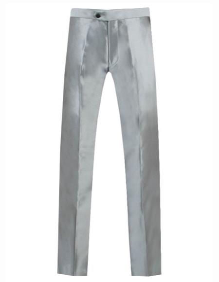 Men's Silver Grey ~ Gray Shiny Sharkskin Pant Slacks / Tuxedo Flashy Looking-New Designer Collection - dress size pants : 28 Unfinished bottom