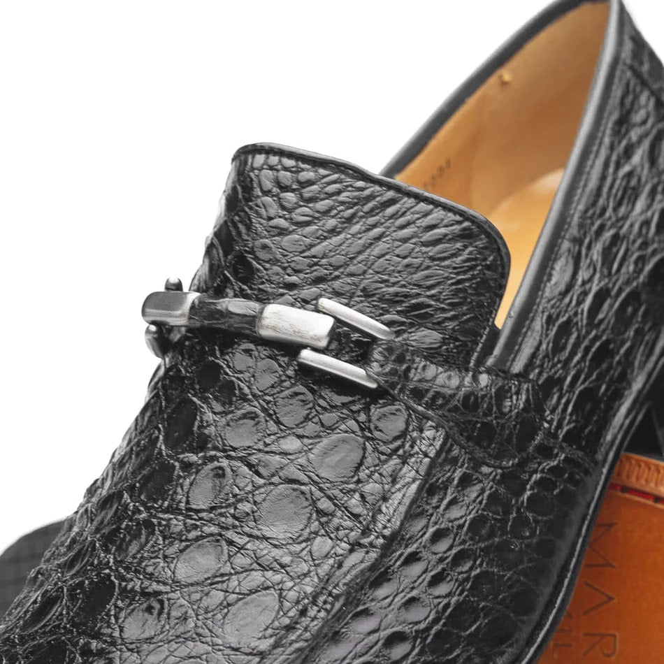 Marco Di Milano Fabro Men's Shoes Gray Exotic Crocodile Shoe Horsebit Loafers - 8