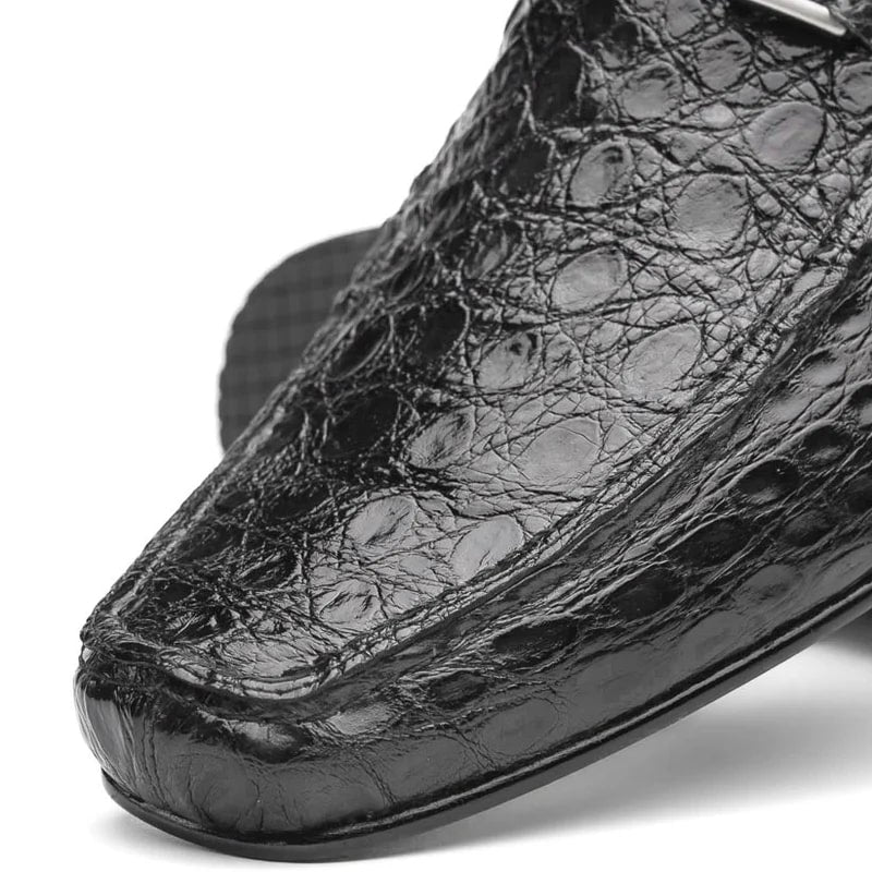 Marco Di Milano Fabro Men's Shoes Gray Exotic Crocodile Shoe Horsebit Loafers - 8