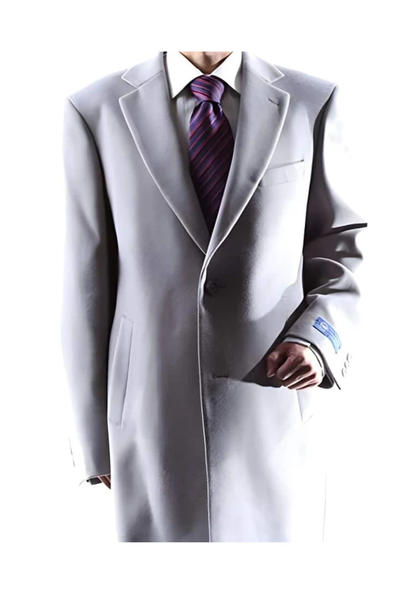 Three Cuff Link Gray Two Button Long men's Dress Topcoat - Winter coat - Mens Overcoat - Coat Size 38