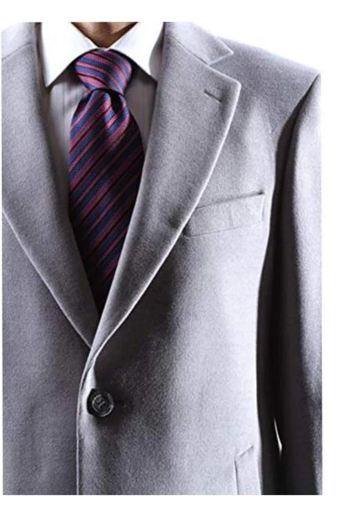 Three Cuff Link Gray Two Button Long men's Dress Topcoat - Winter coat - Mens Overcoat