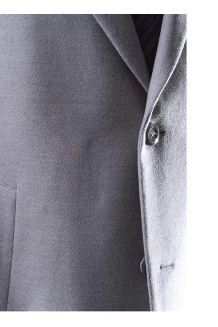 Three Cuff Link Gray Two Button Long men's Dress Topcoat - Winter coat - Mens Overcoat