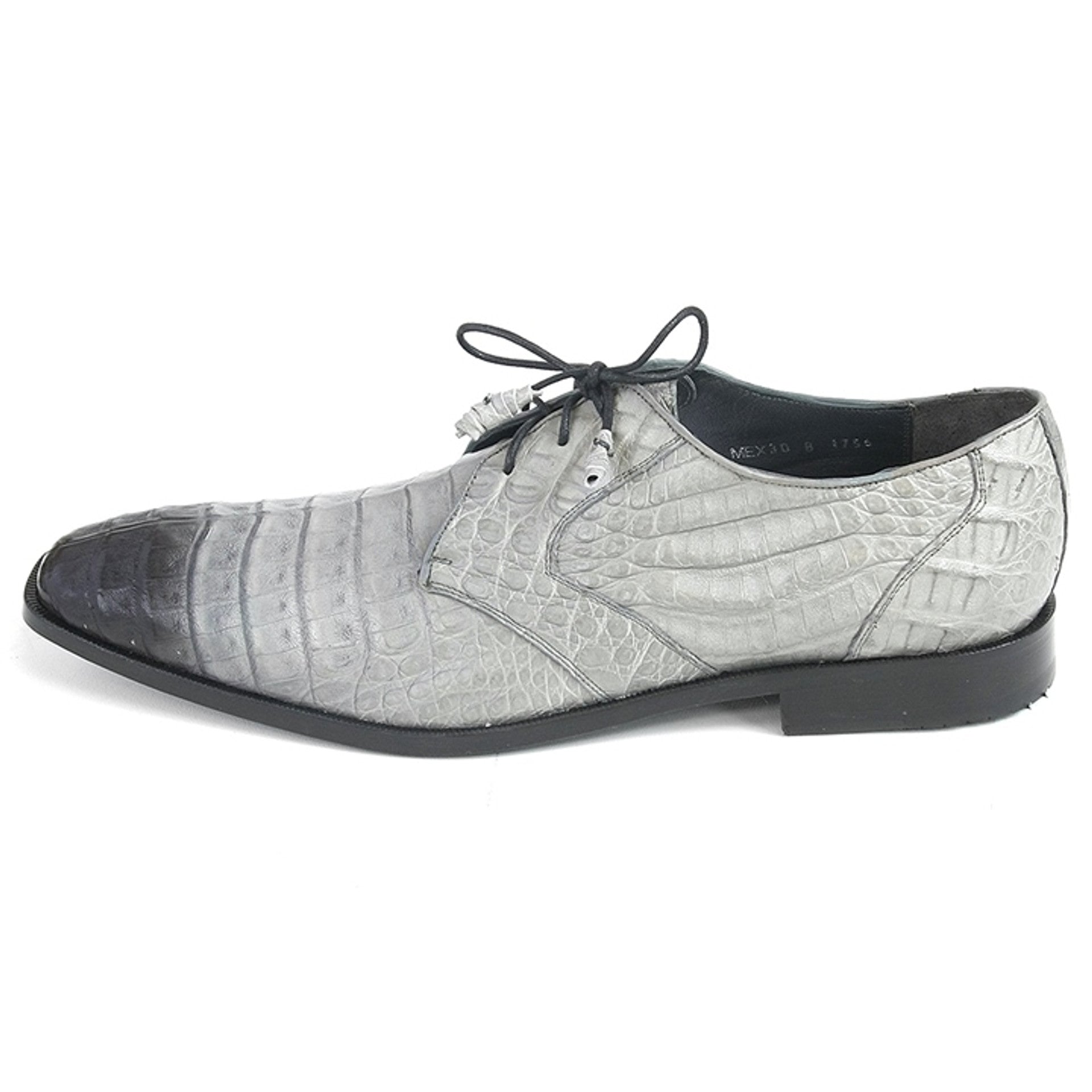 Los Altos Gray Two Tone Genuine Caiman Belly Lace-Up Oxford Shoes - 8-M