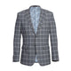 Designer Brand - Wool Stretch Single Breasted Slim Grey Suit Windowpane Check