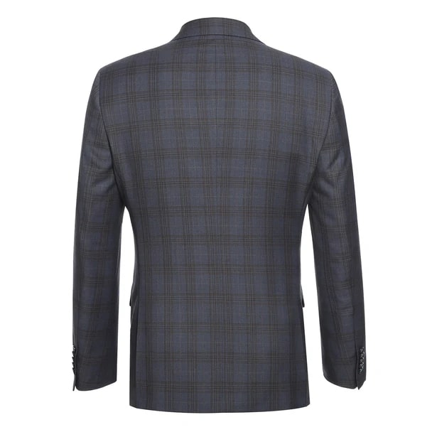 English Laundry Suits  Designer Brand - Stretch Performance Single Breasted Slim Fit Grey and Tan Plaid by English Laundry