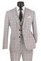 Cheap priced Suit- Men's Slim Fit Vested Glen Plaid Summer Business Gray Suit