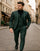 Mens Green and Black Brocade Tuxedo Suit – 3 Piece Floral Jacquard Outfit for Weddings and Formal Events - Slim Fitted