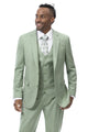 Cheap priced Suit - Mens Modern Fit Two Button Vested Sharkskin Business Green Suit