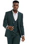 Cheap priced Suit- Men's One Button Peak Lapel Vested Green Suit With Gold Buttons