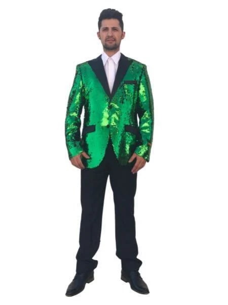 Sequin Tuxedo - Mens Blazer - Green Dinner Jacket - Shiny Tuxedo Jacket