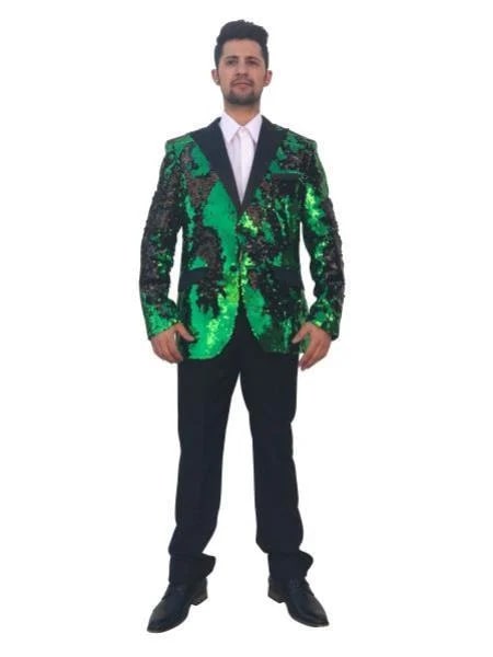 Sequin Tuxedo - Mens Blazer - Green Dinner Jacket - Shiny Sequin Tuxedo Jacket