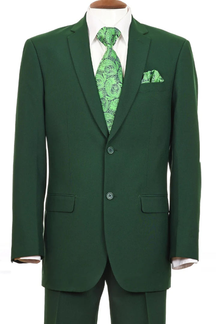 Men’s Green 2 Button Classic Fit Poplin Suit, Affordable Formal Wedding Business Dress Suit