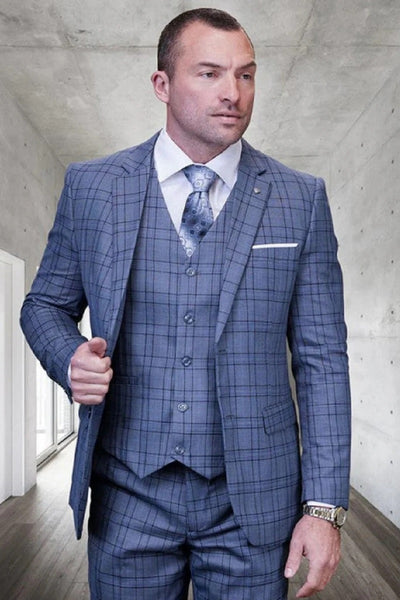 Big and Tall Suits - Notch Lapel   Plaid Big and Tall 3 PC Suits