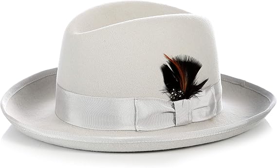 Small Premium Godfather Hat - Homburg Hat - Men's Homburg Light Grey