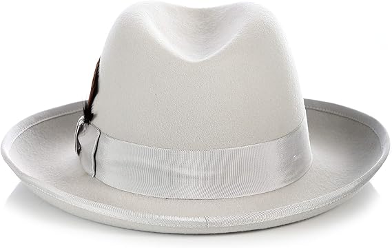 Premium Godfather Hat - Homburg Hat - Men's Homburg  Light Grey - Small