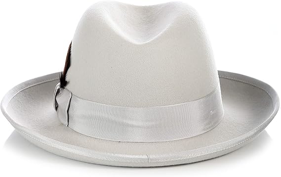 Premium Godfather Hat - Homburg Hat - Men's Homburg  Light Grey