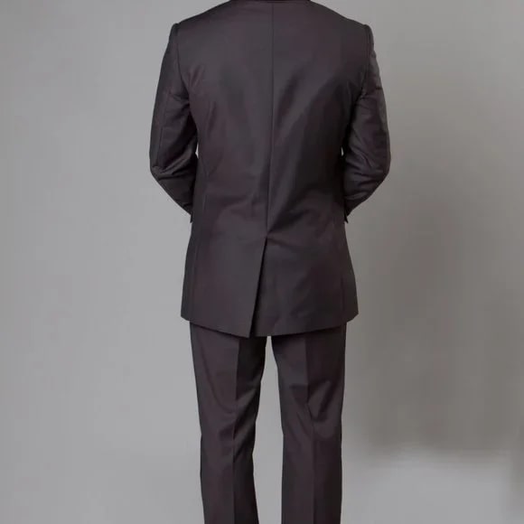 Bryan Michaels Slim Fit 3-PC Tuxedo, Grey w/ Black Pants - 38 Short Jacket+32 Waist Adjustable 28to34)(Height: 5 4 to5 7 )(Neck  15-16.5)S-M)