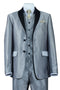 Cheap Priced Suit- Mens 2 Button Vested Slim Fit Shiny Sharkskin Tuxedo Grey Suit