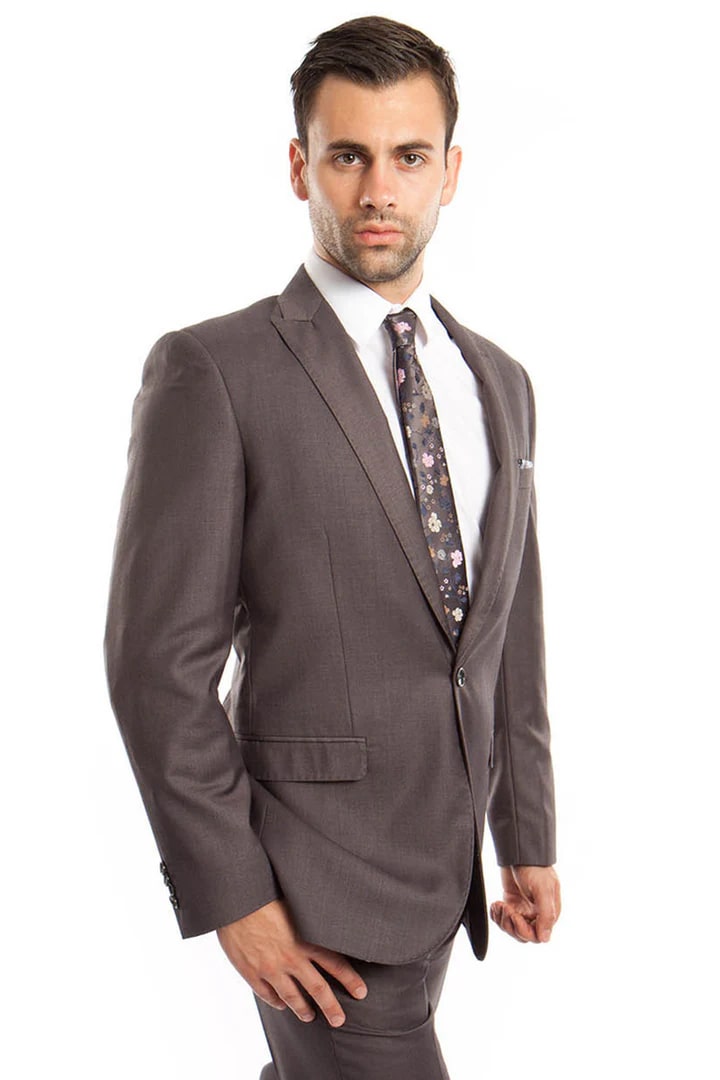 Cheap Priced Suit - Men's Slim Fit One Button Peak Lapel Suit - 38 Short Jacket+32 Waist Adjustable 28to34)(Height: 5 4 to5 7 )(Neck  15-16.5)S-M)