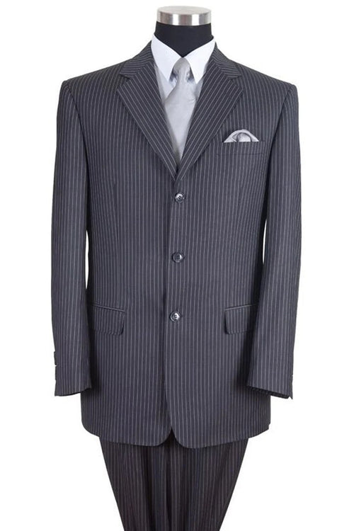 Cheap Priced Suit - Mens Classic Fit 3 Button Banker Pinstripe Grey Suit