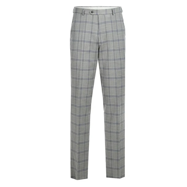 Renoir Clothing - Renoir Suit - Renoir Fashion - Stretch Performance 2-button Slim Fit Grey And Blue Check Renoir Suit