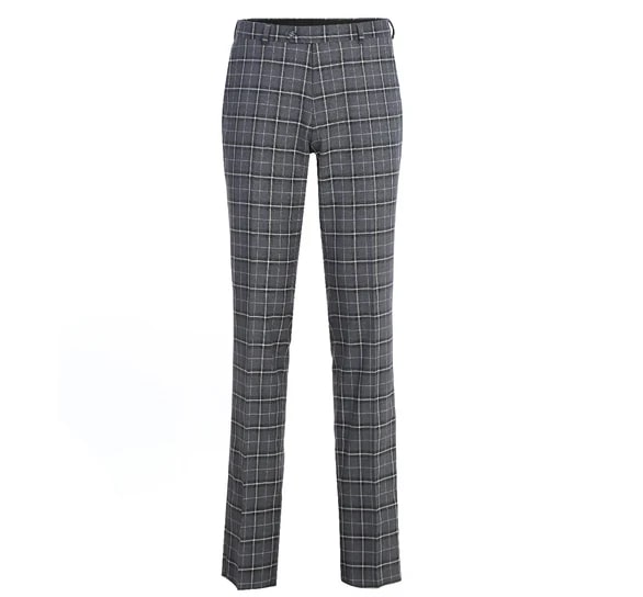 Renoir Clothing - Renoir Suit - Renoir Fashion - Stretch Performance 2-button Classic Fit Grey and White Check Renoir Suit