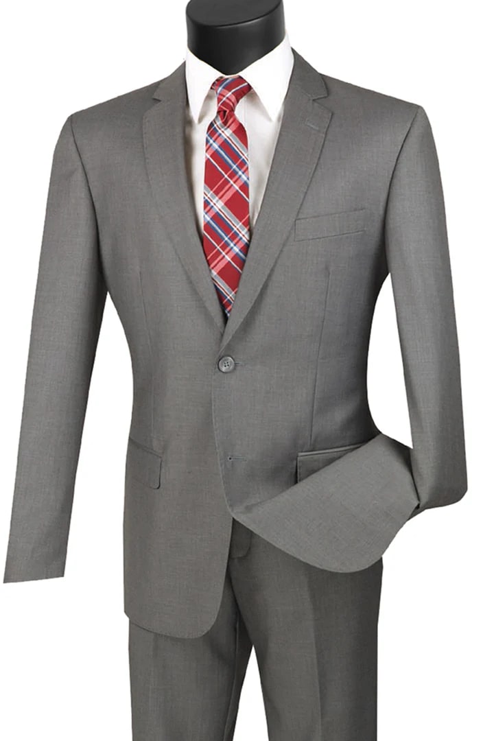 Cheap priced Suit - Mens Basic 2 Button Modern Fit Grey Suit - 38 Short Jacket+32 Waist Adjustable 28to34)(Height: 5 4 to5 7 )(Neck  15-16.5)S-M)