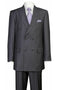 Cheap Priced Suit- Mens Classic Double Breasted Peak Lapel Suit In Grey Pinstripe