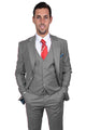 Cheap Suit - Men's Two Button Vested Stacy Adams Basic Grey  2 button Suit Grey Prom 2025 Suits
