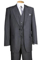 Cheap Priced Suit  - Mens 2 Button Vested Wool Feel Tonal Pinstripe Grey Suit