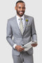 Cheap Priced Suit  - Mens Two Button Modern Fit Sharkskin Weave Grey Suit